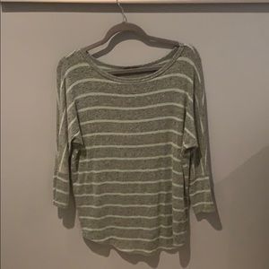 Gray and light green striped tunic